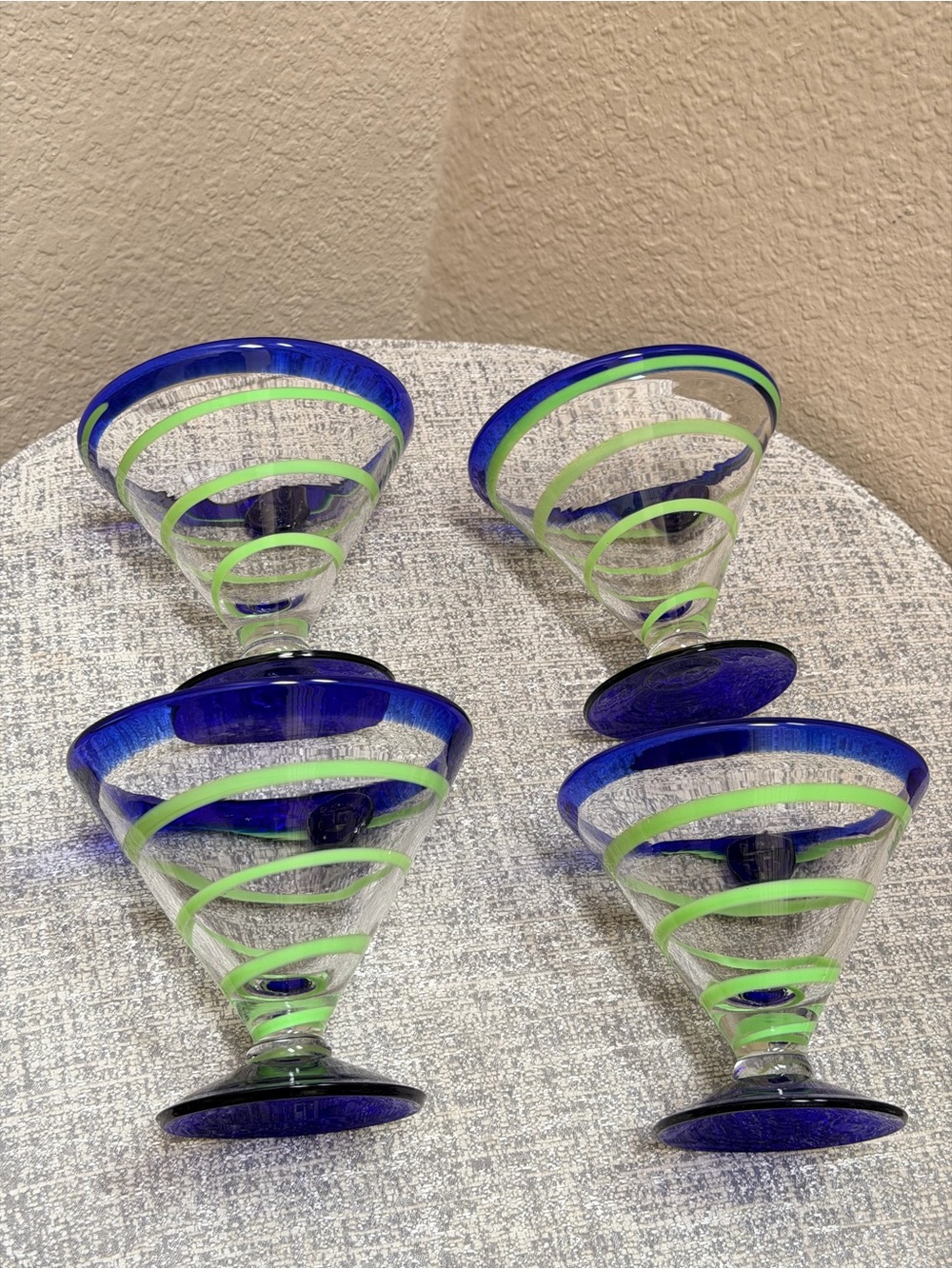 1990s Kosta Boda Royal Caribbean Hand Blown Martini Margarita Dessert Set..